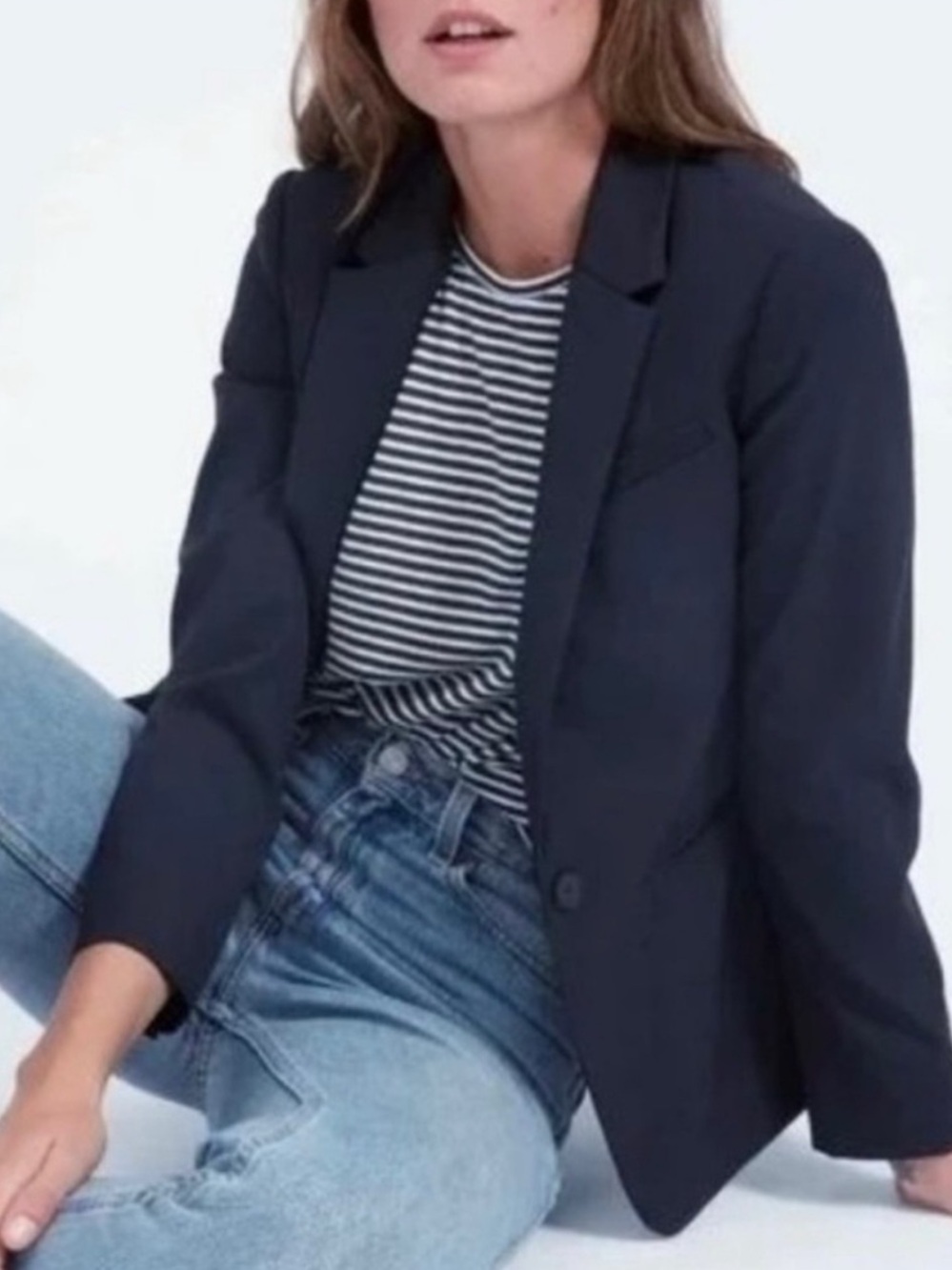 Everlane Navy Go-Weave Classic Blazer Size 8